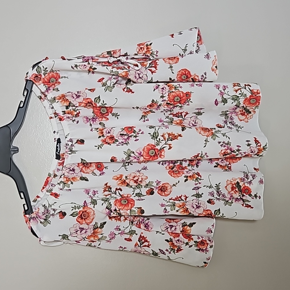 Arabella Off Shoulder Bell Sleeve Floral Top Sz Medium